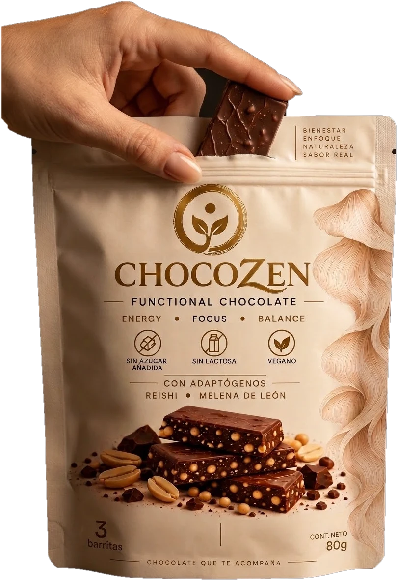 Barra de chocolate ChocoZen recién sacada del envase